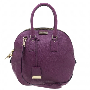 Pre Owned Burberry Purple Heritage Grain Medium Orchard Bowling Bag