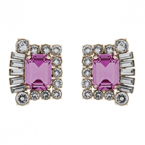 Pre Owned Mawi Galaxy Rocks Geometric Gemstone Clip Earrings