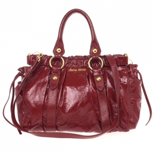 Pre Owned Miu Miu Red Vitello Lux Leather Soft Shopping Top Handle Bag