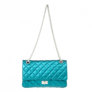 Pre Owned Chanel Metallic Turquoise 2.55 Reissue Quilted 226 Flap Bag