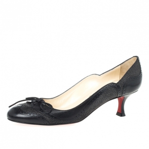 Pre Owned Christian Louboutin Black Leather Lady Twist Pumps Size 38