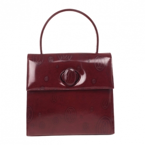 Pre Owned Cartier Burgundy ‘Happy Birthday’ Top Handle Bag