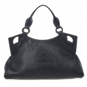 Pre Owned Cartier Black Leather Small Marcello de Cartier Bag