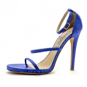 Pre Owned Jimmy Choo Blue Snakskin Thunder Sandals Size 39