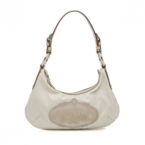 Pre Owned Prada Logo Nylon and Leather Hobo