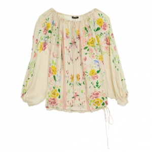 Pre Owned Roberto Cavalli Floral Print Silk Top M
