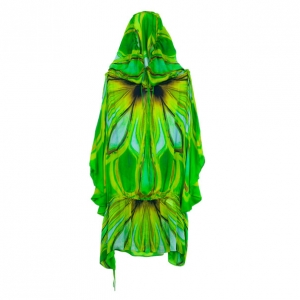 Pre Owned Roberto Cavalli Hooded Silk Kaftan Tunic M
