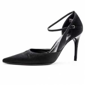 Pre Owned Gucci Black Microguccissima D'orsay Pumps Size 38
