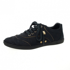 Pre Owned Gucci Black Guccissima Canvas Aerobic Sneakers Size 37.5