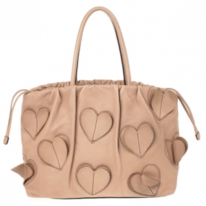 Pre Owned Dolce and Gabbana Pink Blush Leather 'Heart' Handbag