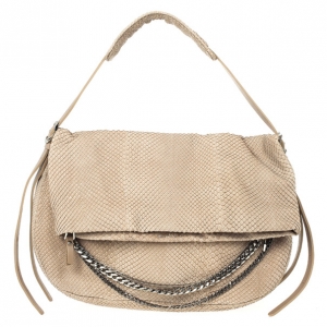 Pre Owned Jimmy Choo Beige Slate Python Shoulder Bag