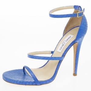 Pre Owned Jimmy Choo Blue Snakeskin Thunder Sandals Size 40