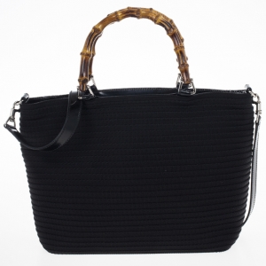 Pre Owned Gucci Bamboo Black Nylon Tote