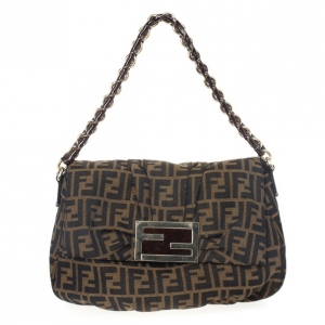 Pre Owned Fendi 'Mia Zucca' Logo Jacquard Flap Bag