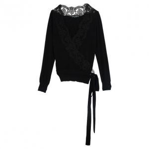 Pre Owned Dolce and Gabbana Lace Trim Wrap Top L