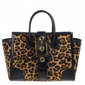 Pre Owned Gucci Lady Buckle Jaguar Print Top Handle Bag