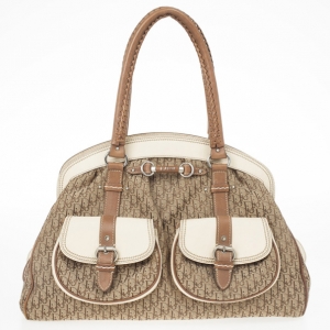 Pre Owned Christian Dior Beige Monogram My Dior Frame Pocket Satchel