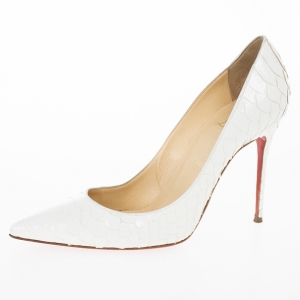 Pre Owned Christian Louboutin White Python Pigalle Pumps Size 40.5