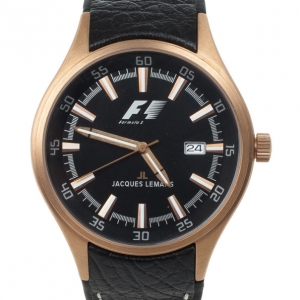 Pre Owned Jacques Lemans F 5035 Stainless Steel Leather Quartz Mens Wristwatch 46MM