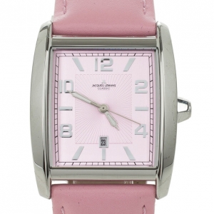 Pre Owned Jacques Lemans SS Leather Pink Quartz 1-1305 Womens Wristwatch 31 MM