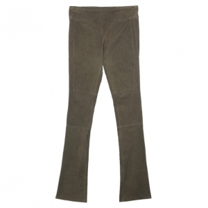 Pre Owned Diane Von Furstenberg Olive Gretel Weathered Leather Pants XS