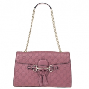 Pre Owned Gucci Pink Emily Guccissima Leather Chain Shoulder Bag