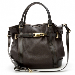 Pre Owned Burberry Black Leather Top Handle Bag