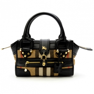 Pre Owned Burberry Quilted House Check Mini Manor Satchel Handbag