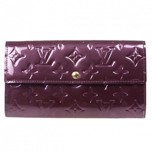 Pre Owned Louis Vuitton Purple Monogram Vernis Sarah Wallet