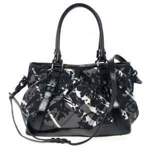 Pre Owned Burberry Floral Check Tote Bag