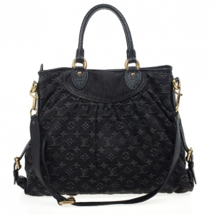 Pre Owned Louis Vuitton Monogram Denim Neo Cabby MM Satchel Handbag