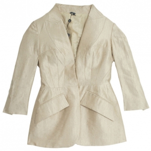 Pre Owned Alexander McQueen Bee Honey-comb Jacquard Silk Jacket M