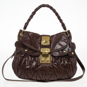 Pre Owned Miu Miu Dark Brown Coffer Bag