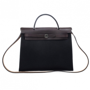 Pre Owned Hermes Black Herbag Convertible Satchel