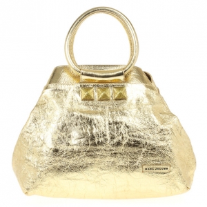 Pre Owned Marc Jacobs Metallic Gold Crackled Leather Tote