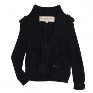 Pre Owned Burberry Zip Up Knit Sweater M