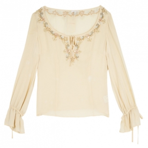 Pre Owned Escada Embellished Silk Top S