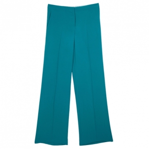 Pre Owned Alberta Ferretti Turquoise SS 2013 Satin Wide Leg Pants M
