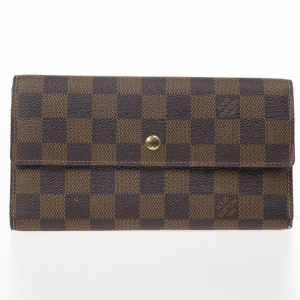 Pre Owned Louis Vuitton Damier Ebene Canvas International Wallet