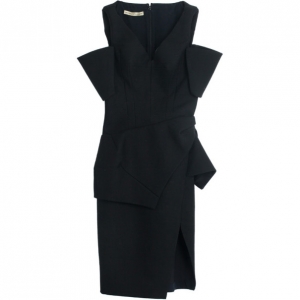 Pre Owned Balenciaga Peplum Laser Cut Dress S