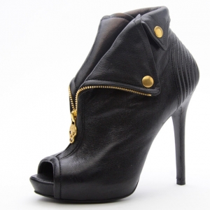 Pre Owned Alexander McQueen Faithful Peep-Toe Ankle Boots Size 36.5