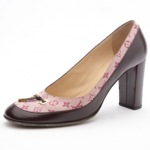 Pre Owned Louis Vuitton Pink Mini Lin Monogram Pumps Size 36.5