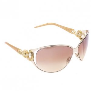Pre Owned Roberto Cavalli Cream Tene Swarovski Crystal Serpent Woman Sunglasses