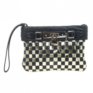 Pre Owned Marc by Marc Jacobs Metal Check Wristlet Clutch