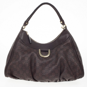 Pre Owned Gucci Brown Guccissima Leather D Ring Large Hobo Bag