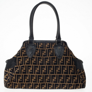 Pre Owned Fendi Velour Zucca Bag Du Jour Tote