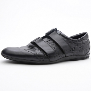 Pre Owned Gucci Black GG Double Velcro Sneakers Size 44
