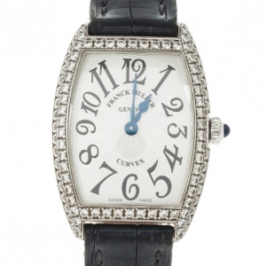 Pre Owned Franck Muller 18 K White Gold Diamond Cintre Curvex Womens Watch 25 MM