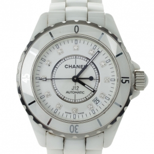 Pre Owned Chanel J12 White Ceramic Diamond Unisex Watch 38MM