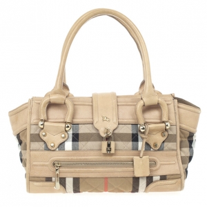 Pre Owned Burberry Quilted House Check Manor Satchel